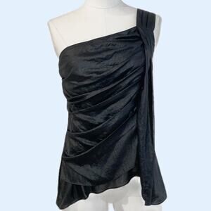 BCBGMAXAZRIA Black Metallic One Shoulder Top